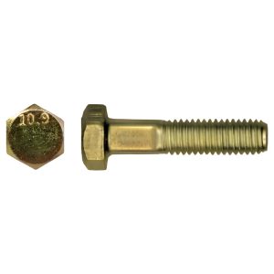 Class 10.9 Metric Hex Head Cap Screws, Yellow Zinc Plated, 6-1.00  X 12