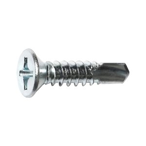 Flat Phillips Self Drilling (Tek) Screws, Zinc Plated, #3 Point, 8 X 1/2