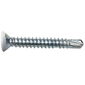 Hex Washer Head Self Drilling (Tek) Screws, White, ZInc Plated, #3 Point, 8 X 3/4