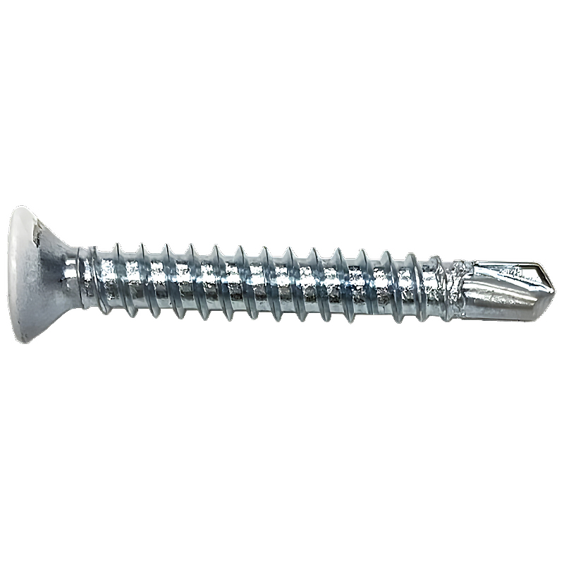 Flat Phillips Self Drilling (Tek) Screws White Zinc Plated #3 Point